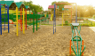 Play/leisure sand, pale in colour, used as footing in a children's play area.