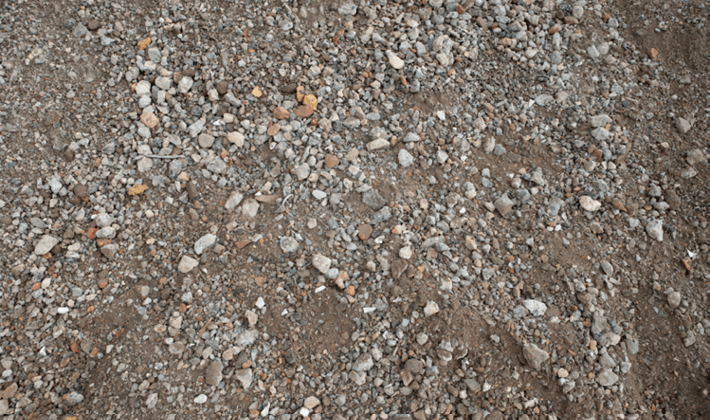 Loose display of type 2 recycled aggregate, graded from 0mm to 32mm.